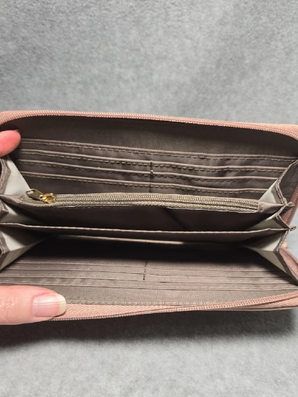 Nicole Miller Pink Zip-Around Wallet with Gold Logo